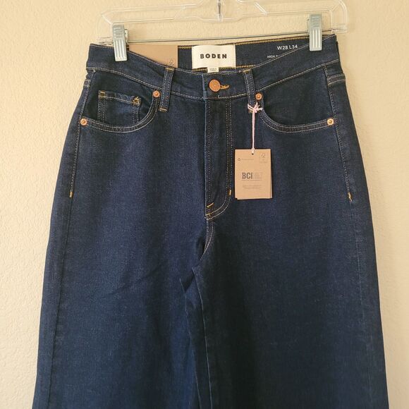 Boden Womens High Rise Wide Leg Jeans Size 28 Blue Casual Baggy Pockets 90s Nwt - Picture 2 of 9